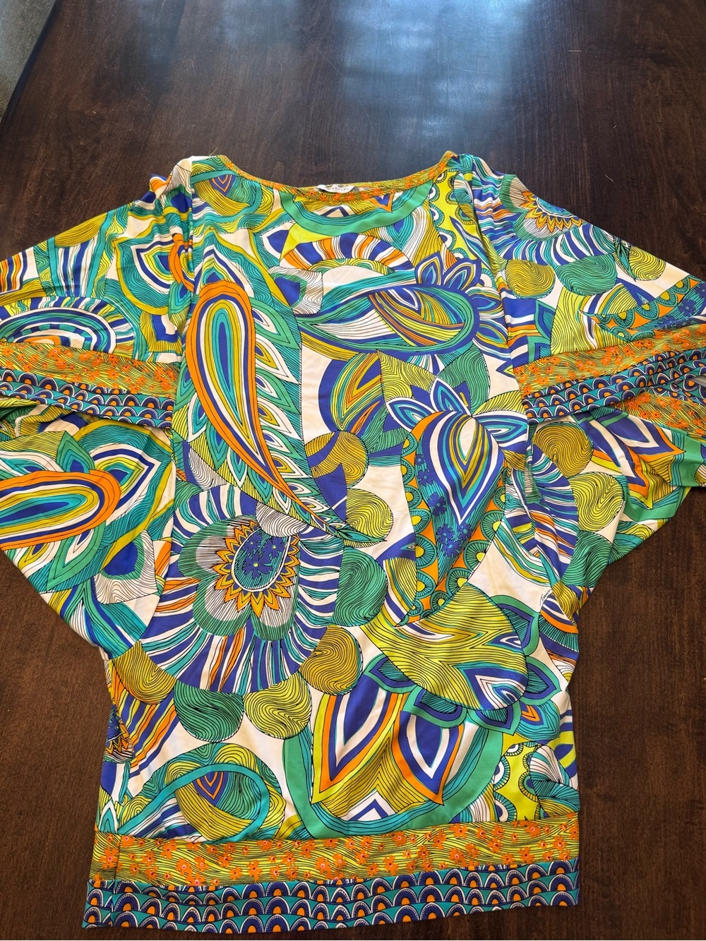TRINA TURK RETRO MOD PSYCHEDELIC Floral BOHO Cover up Tunic Mini Dress Kimono